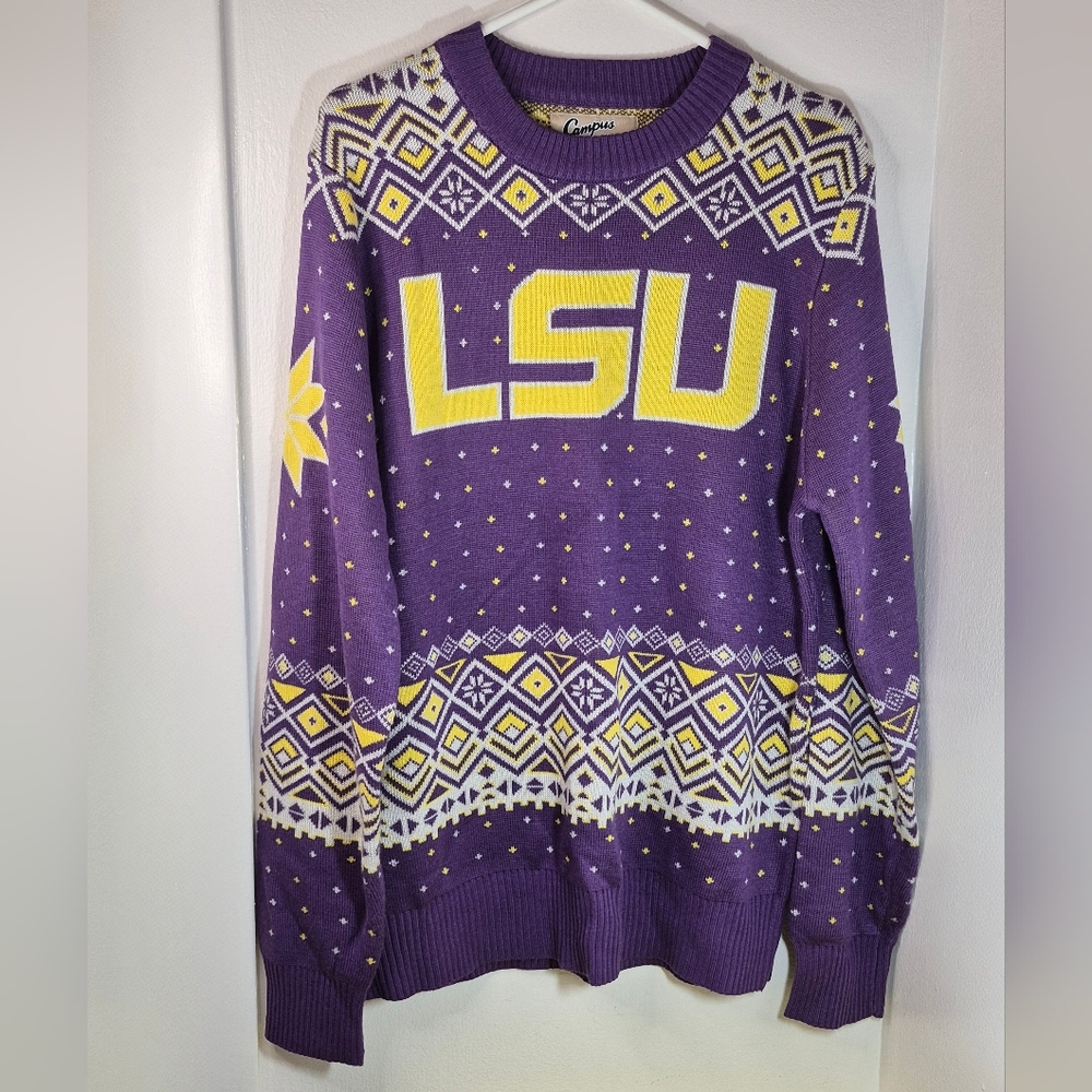 LSU Louisiana State University Campus Specialties Holiday Sweater Men's Size XL